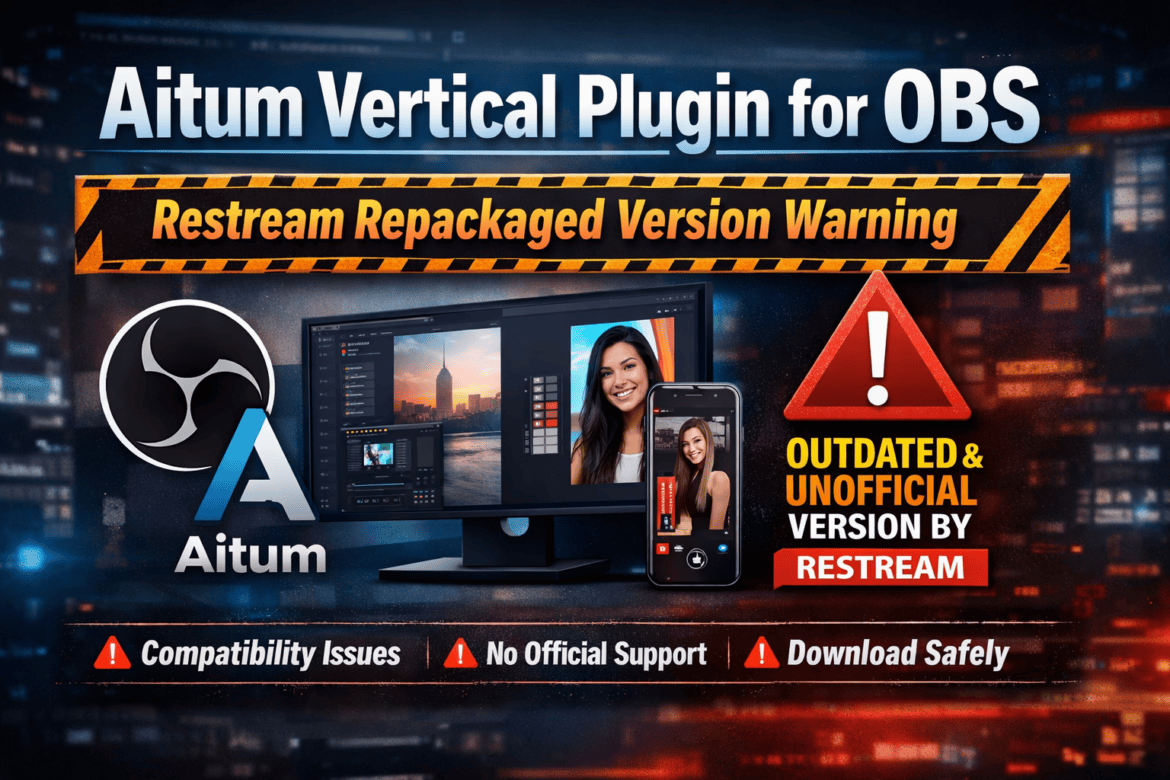 Aitum Vertical Plugin for OBS official statement about the Restream repackaged plugin version
